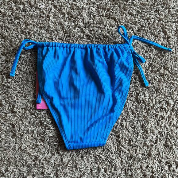 NWT! Juniors' Ninety-Nine° Tunnel Side-Tie Blue Bikini Bottoms Size Medium - Picture 2 of 6